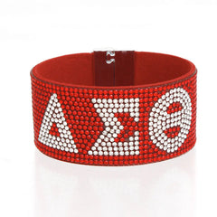 Dst Sorority Red Rhinestone Magnetic Bracelet