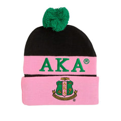 Alpha Kappa Alpha Embroidered Knit Beanie Black