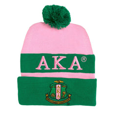 Alpha Kappa Alpha Embroidered Knit Beanie Pink