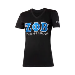 Zeta Phi Beta Luxury Embroidered Tee Black