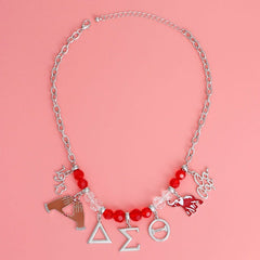 Red Clear Glass Bead DST Necklace