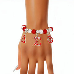 Delta Sigma Theta Red & White Bling Letter Bracelet