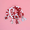 Delta Sigma Theta Red and White Pearl Charm Bracelets