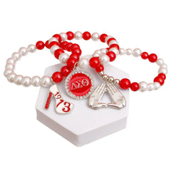 Delta Sigma Theta Pearl Charm Bracelet Set