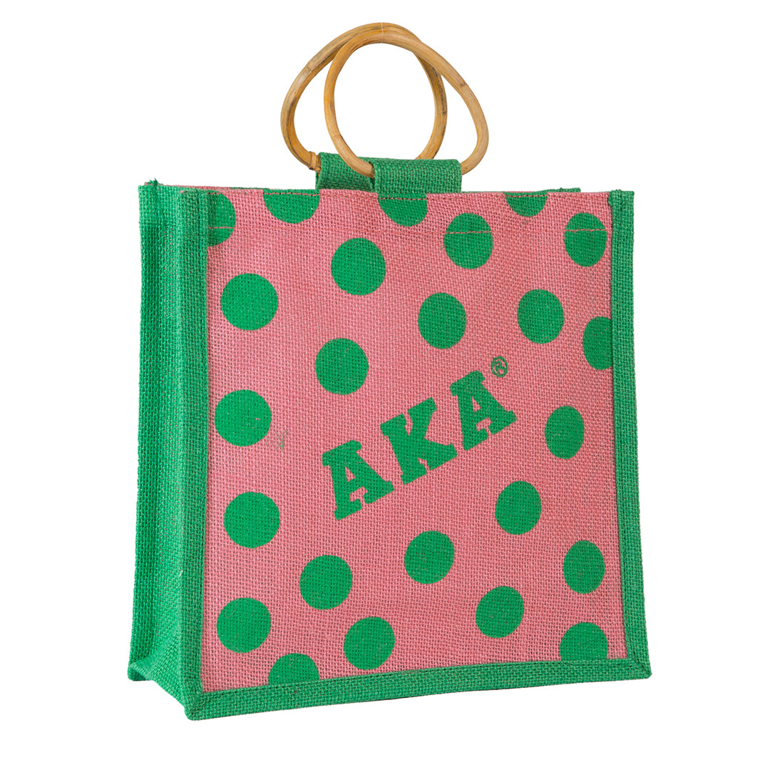 Alpha Kappa Alpha Mini Polka Dot Jute Bag