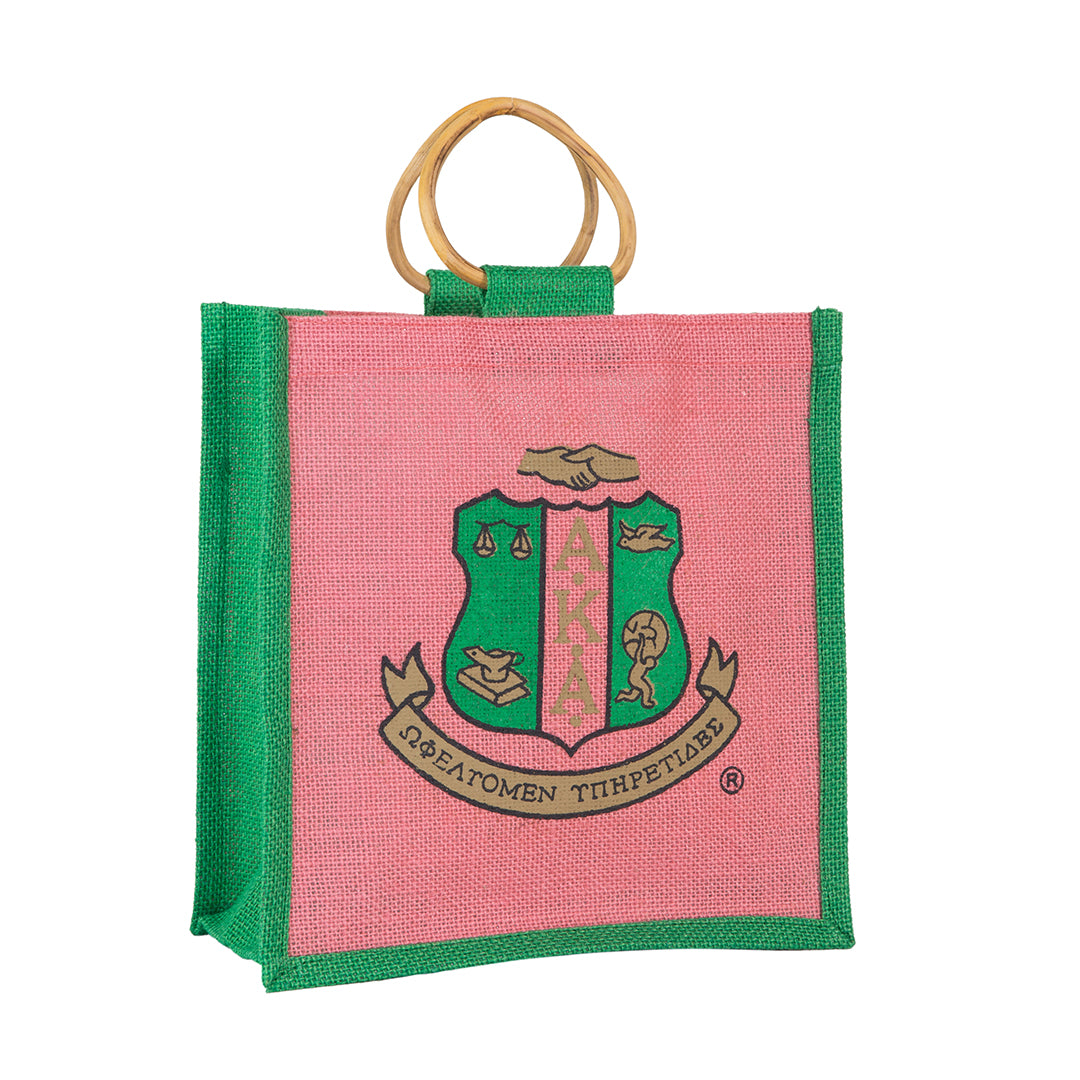Alpha Kappa Alpha Mini Crest Jute Bag