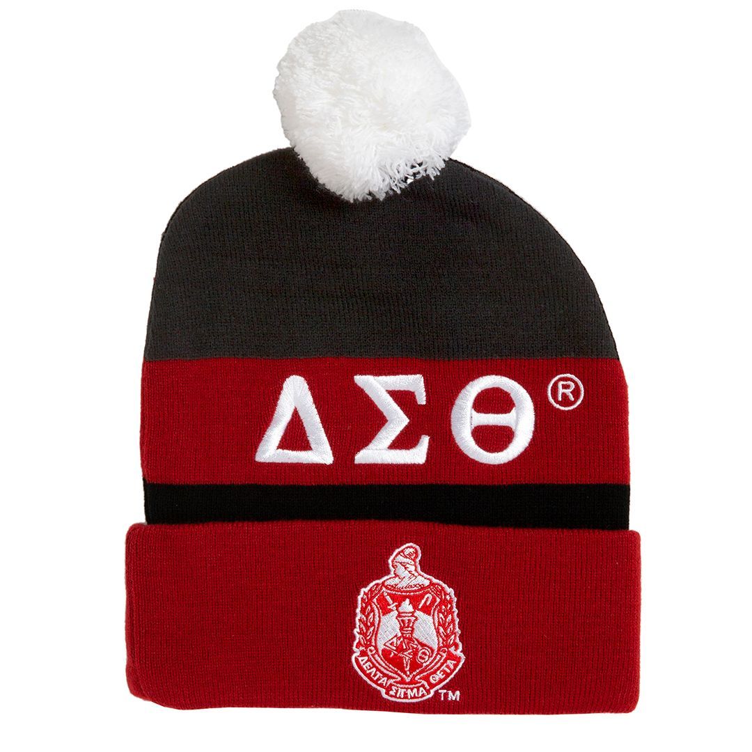 Delta Sigma Theta Embroidered Knit Beanie Black