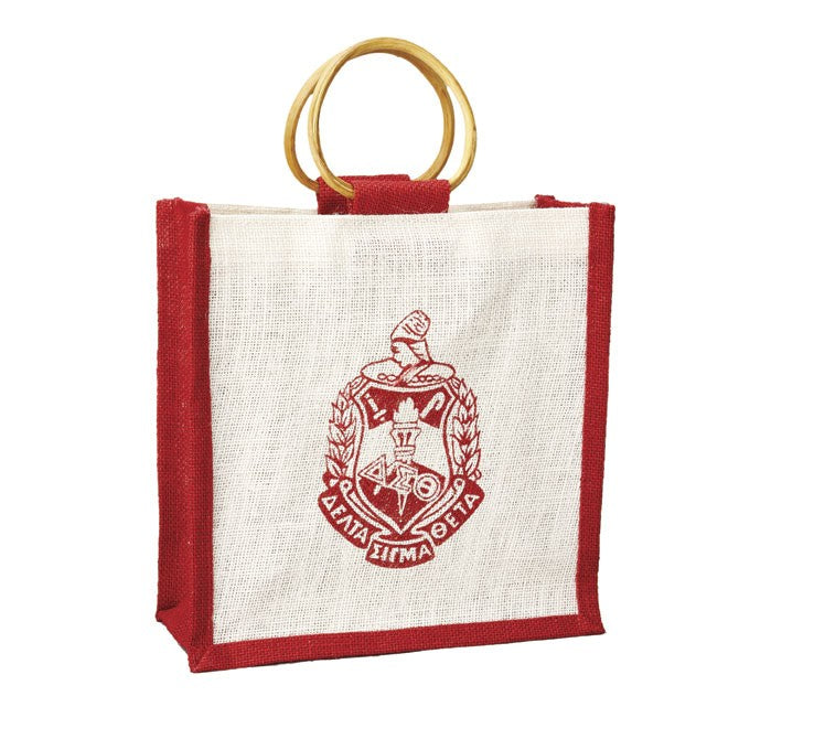 Delta Sigma Theta Mini Crest Jute Bag