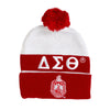 Delta Sigma Theta Embroidered Knit Beanie White