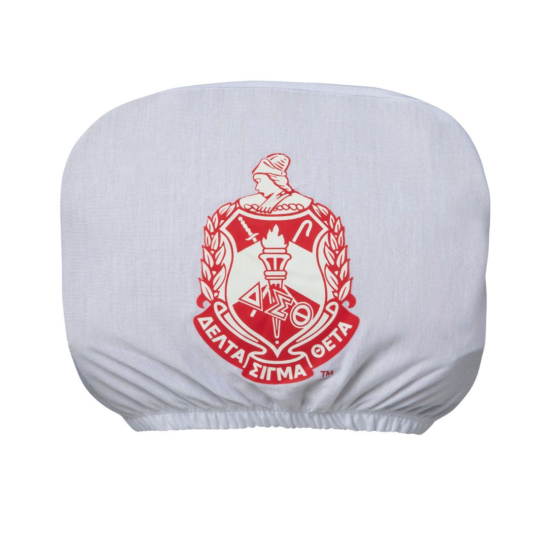 Delta Sigma Theta Car Seat Headrest Cover – White