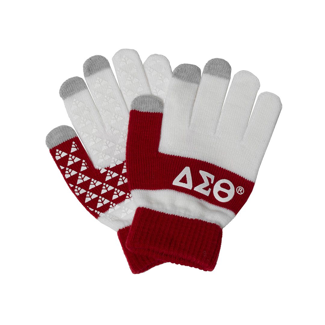 Delta Sigma Theta Knit Texting Gloves – White