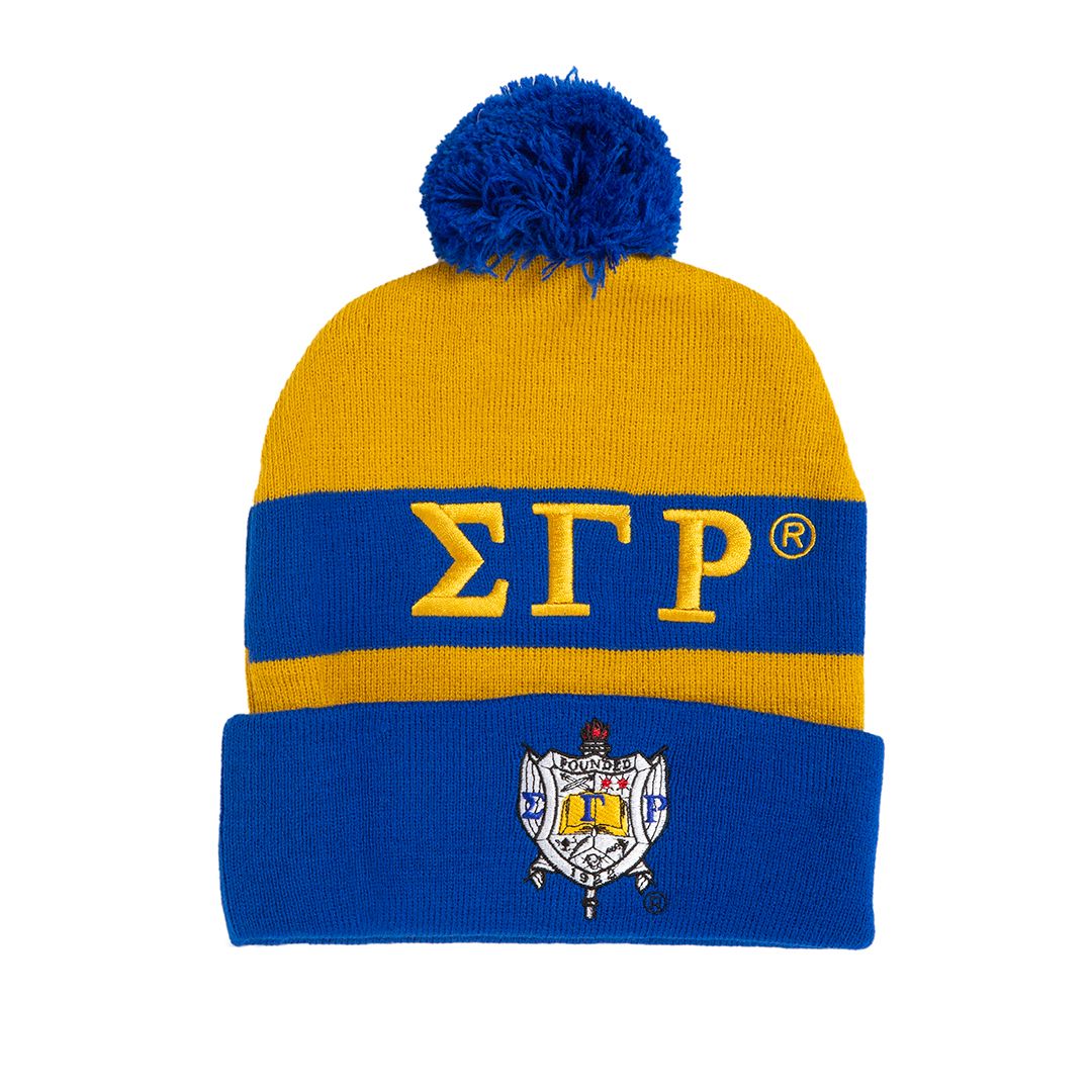 Sigma Gamma Rho Embroidered Knit Beanie Gold