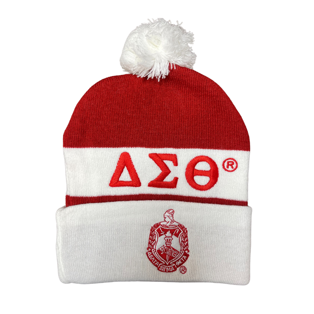 Delta Sigma Theta Embroidered Knit Beanie Red