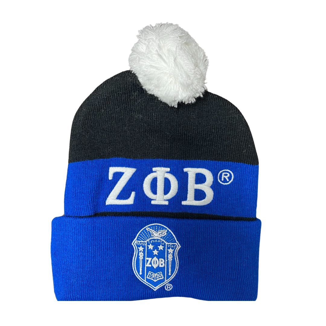 Zeta Phi Beta Embroidered Knit Beanie Black