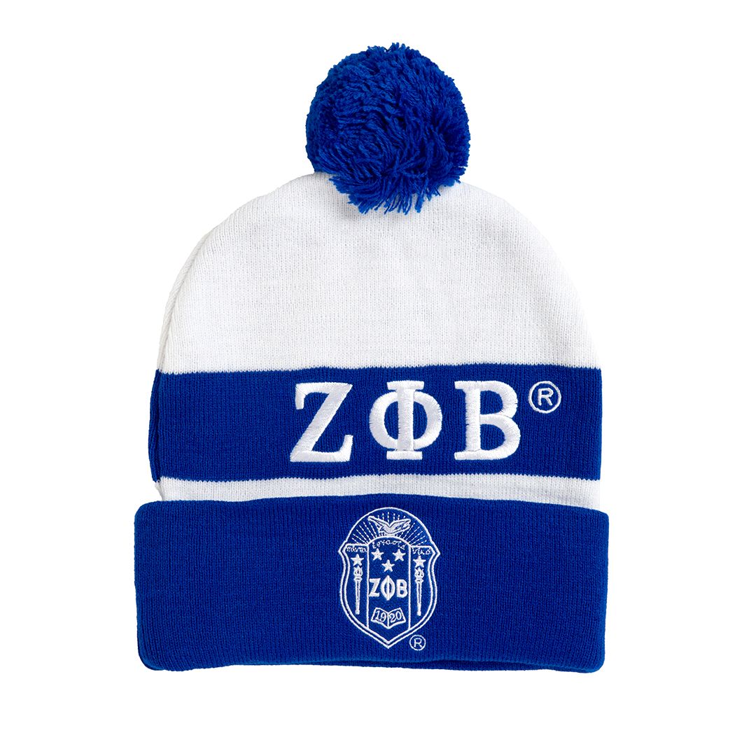 Zeta Phi Beta Embroidered Knit Beanie Blue