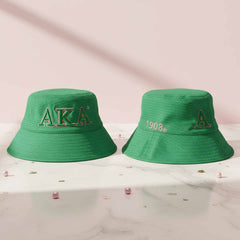 AKA Sorority Green Mesh Embroidered Bucket Hat