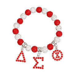 Delta Sigma Theta Red & White Bling Letter Bracelet