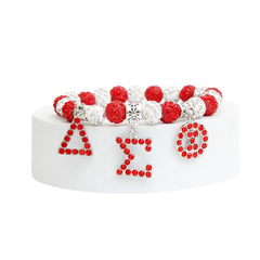 Delta Sigma Theta Red & White Bling Letter Bracelet