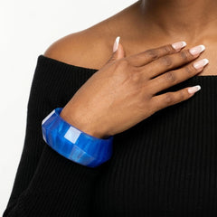 Bangle Retro Blue Shimmer Prism Chunky Bracelet