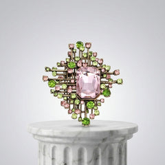 Vintage Brooch Pink Green Architectural AKA Pin