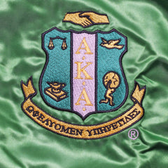 AKA Greek Apparel M Cropped Satin Varsity Jacket