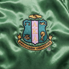 AKA Greek Apparel S Cropped Satin Varsity Jacket