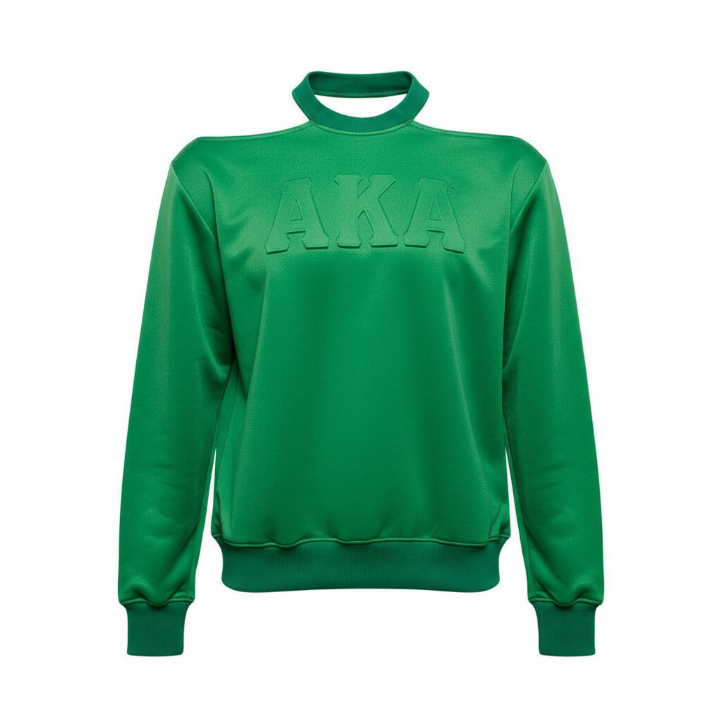 AKA Greek Merch L Green Cold Shoulder Sweatshirt