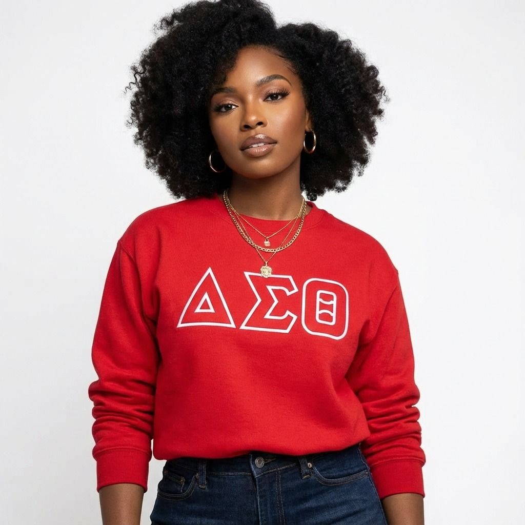 DST Greek Gear M Red Embroidered Crew Sweatshirt