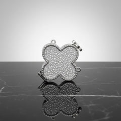Mini Silver Quatrefoil Sparkle Crossbody Compact