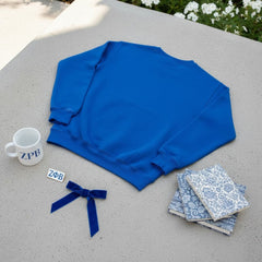 ZPB Greek Gear XL Blue Embroidered Crew Sweatshirt