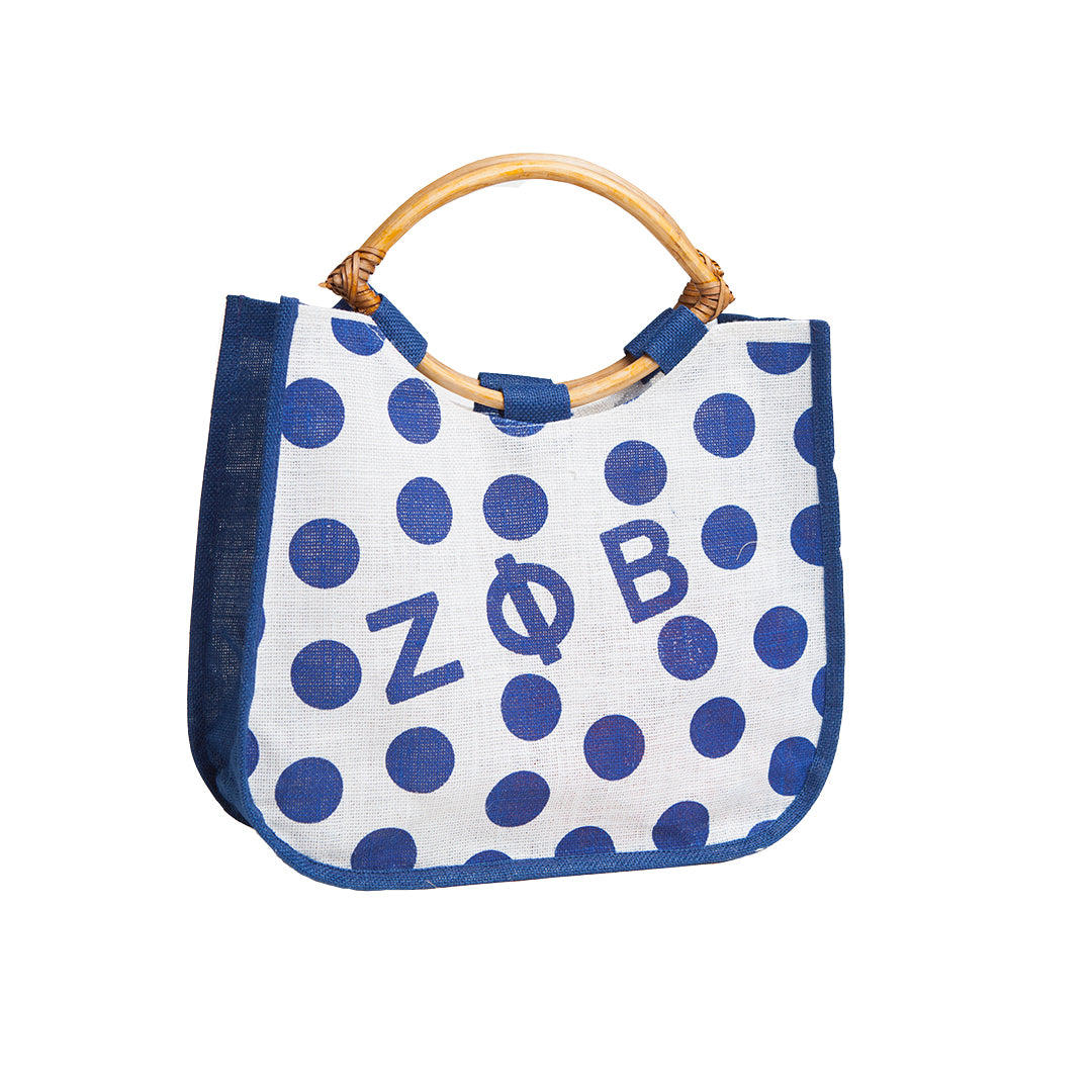 Zeta Phi Beta Polka Dot Jute Bag