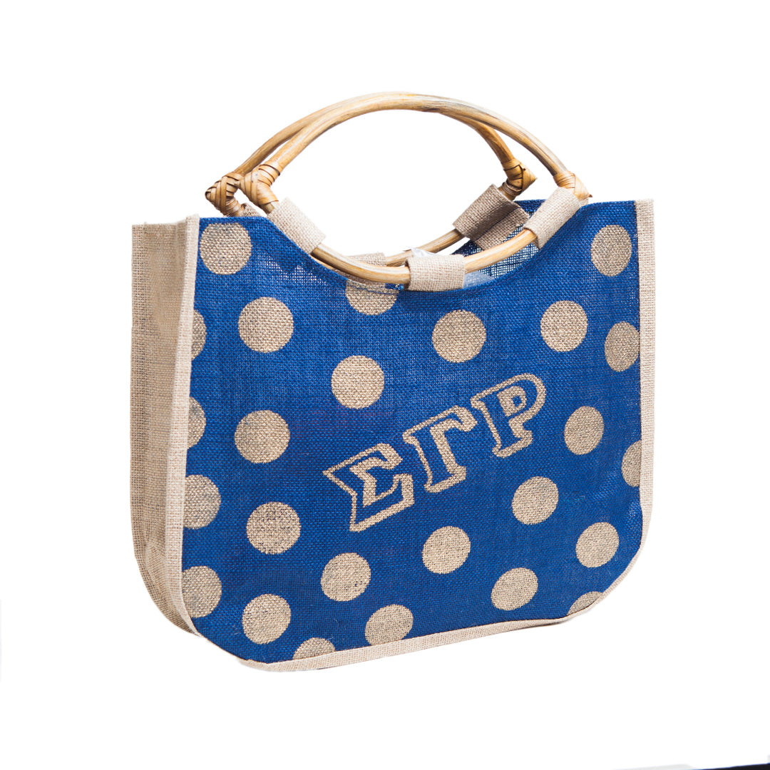 Sigma Gamma Rho Polka Dot Jute Bag
