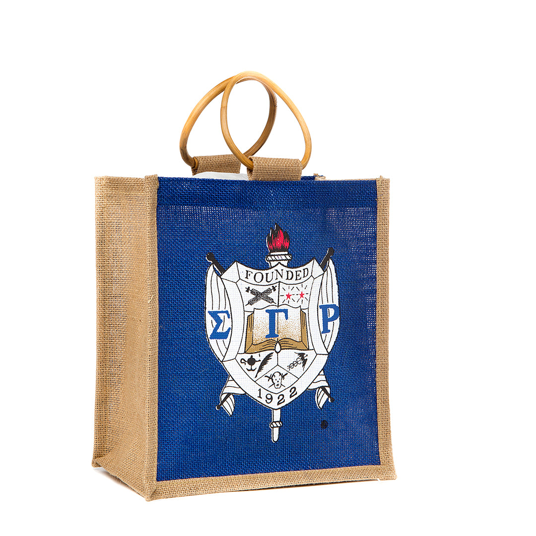 Sigma Gamma Rho Mini Crest Jute Bag