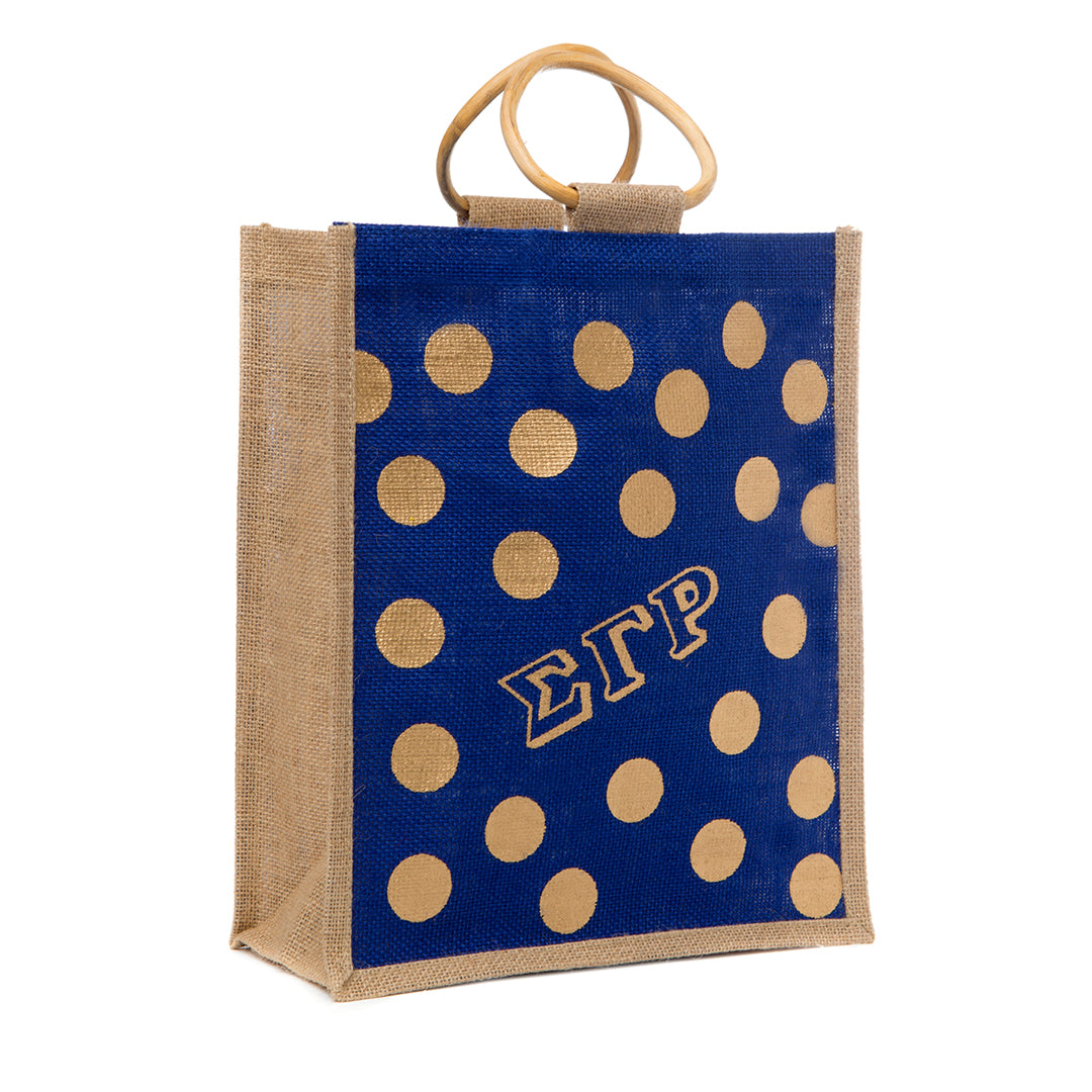 Sigma Gamma Rho Mini Polka Dot Jute Bag
