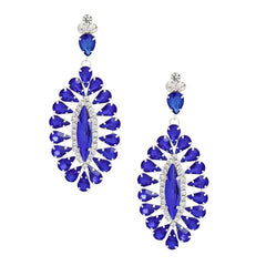 Zeta Phi Beta Royal Blue Teardrop Glam Oval Earring Women